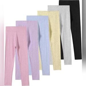 NWT Chicduo 6 Pack Girls High Waisted Stretchy Pants Leggings, Size 11-12 Yrs